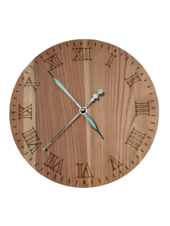 Dřevěné hodiny s gravírováním dub kulaté obrysová čísla