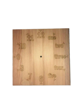 Dřevěné hodiny s gravírováním kombinované obrys smrk čtverec