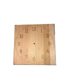 Dřevěné hodiny s gravírováním smrk čtvercové obrysová čísla arabská
